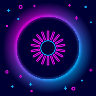 Parlayan neon çizgi simgesi siyah arkaplanda izole edildi. Renkli taslak konsepti. Vektör