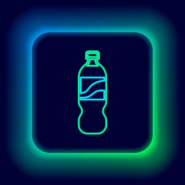 Leuchtende Leuchtschrift Wasserflasche isoliert auf schwarzem Hintergrund. Soda Aqua Drink Zeichen. Buntes Rahmenkonzept. Vektor — Stockvektor
