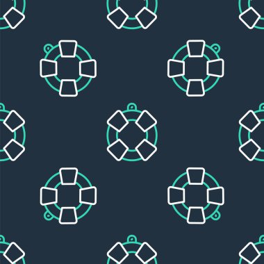 Çizgi Lifebuoy simgesi siyah arkaplanda izole edilmiş. Can simidi sembolü. Vektör