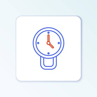 Satır Saat simgesi beyaz arkaplanda izole edildi. Zaman sembolü. Renkli taslak konsepti. Vektör