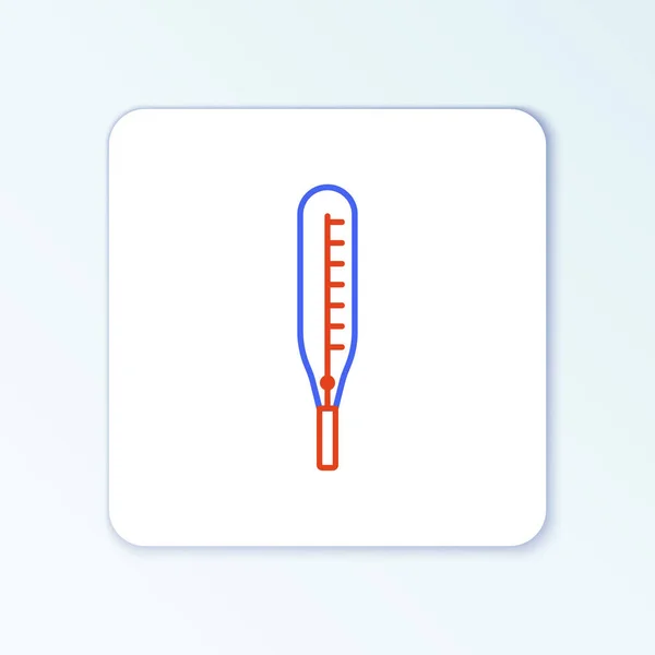 Линия Медицинский термометр для медицинского осмотра значок изолирован на белом фоне. Красочная концепция контура. Вектор — стоковый вектор