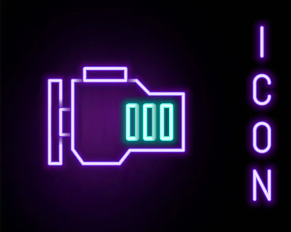 Glödande neon line Kontrollera motor ikonen isolerad på svart bakgrund. Färgstarkt skisskoncept. Vektor — Stock vektor