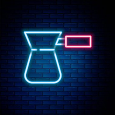 Parlayan neon hattı. Tuğla duvar arkasında Türk ikonu izole edilmiş. Renkli taslak konsepti. Vektör