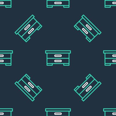 Arı ikonu için çizgi kovanı siyah arka planda izole edilmiş pürüzsüz desen. Arı kovanı sembolü. Apiary ve arı yetiştiriciliği. Tatlı doğal yemek. Vektör