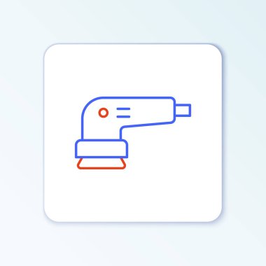 Hat Elektrikli zımpara makinesi simgesi beyaz arkaplanda izole edildi. Yörünge zımpara makinesi. Zemin ve ahşap zımpara kağıdı için. Renkli taslak konsepti. Vektör