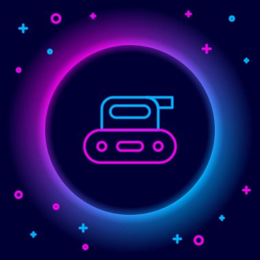 Parlayan neon hattı elektrik planlayıcı simgesi siyah arkaplanda izole edildi. Renkli taslak konsepti. Vektör