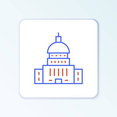 Beyaz Saray çizgisi simgesi beyaz arkaplanda izole edildi. Washington DC mi? Renkli taslak konsepti. Vektör