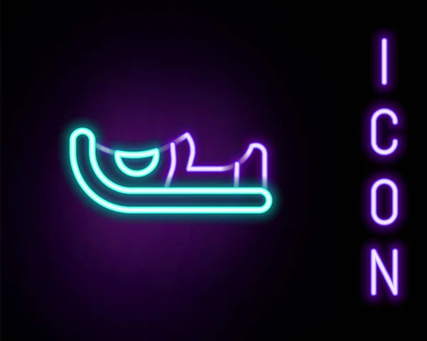 Linea fluorescente al neon Icona tradizionale delle scarpe indiane isolata su sfondo nero. Concetto di contorno colorato. Vettore — Vettoriale Stock