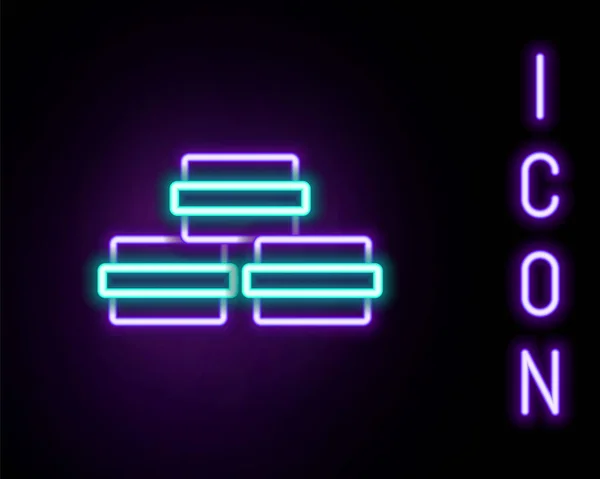 Leuchtende Neon-Linie Macaron Cookie-Symbol isoliert auf schwarzem Hintergrund. Süße Makronenbäckerei. Buntes Rahmenkonzept. Vektor — Stockvektor