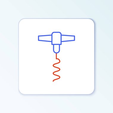 Beyaz arka planda şarap tirbuşonu simgesi izole edildi. Renkli taslak konsepti. Vektör