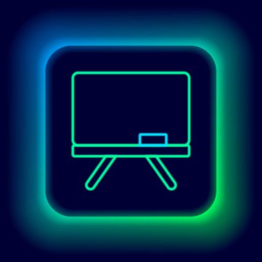 Parlayan neon çizgisi kireç taşı simgesi siyah arkaplanda izole edildi. Okul karatahtası. Renkli taslak konsepti. Vektör