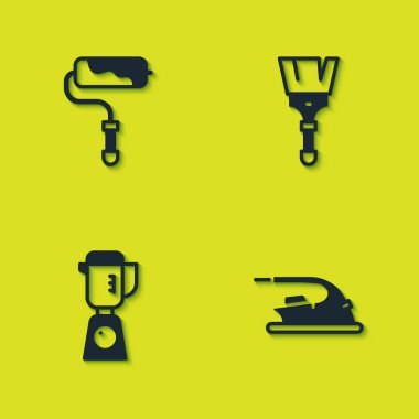 Boya fırçasını, elektrikli ütüyü, blenderi ve ikonu ayarla. Vektör