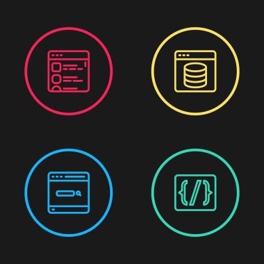 Satır Arama Motoru, Programlama dili sözdizimi, Sunucu, Data, Web Sunucu ve Tarayıcı dosya simgesini ayarla. Vektör