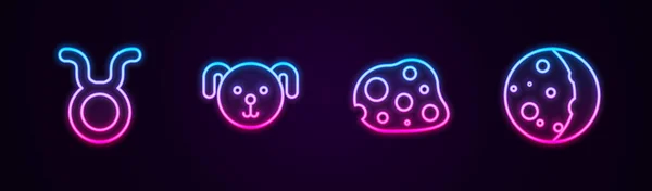 Kuyruk Taurus Zodiac, Dog, Asteroid ve Güneş tutulması. Parlayan neon ikonu. Vektör — Stok Vektör