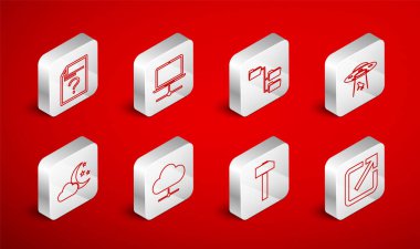 Satırı yeni pencerede aç, Bilgisayar ağı, Dizin ağacı, UFO ineği, Hammer 'ı, bilinmeyen belgeyi, Ağ bulut bağlantısını ve Ay ve yıldız simgesini kaçırır. Vektör