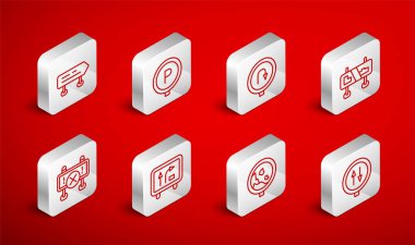 Trafik, park yeri, arka yol tabelası, kaya düşüşü ve bariyer simgesini iki yönlü uyarıya ayarla. Vektör