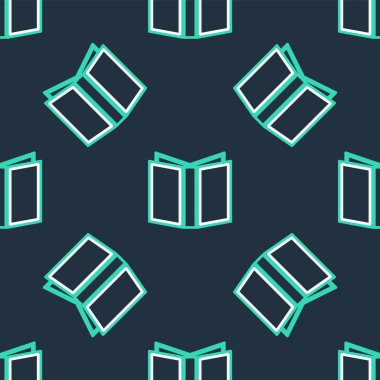Satır Açık kitap simgesi siyah arkaplanda izole edilmiş kusursuz desen. Vektör