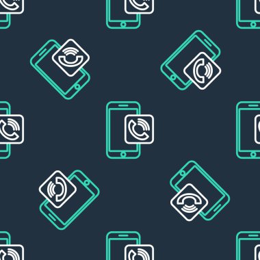 Cep telefonu arama simgesi siyah arkaplanda izole edilmiş. Vektör