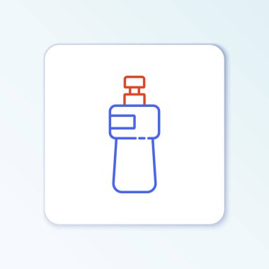 Beyaz arka planda bulaşık deterjanı ikonu izole edildi. Bulaşık yıkamak için sıvı deterjan. Renkli taslak konsepti. Vektör