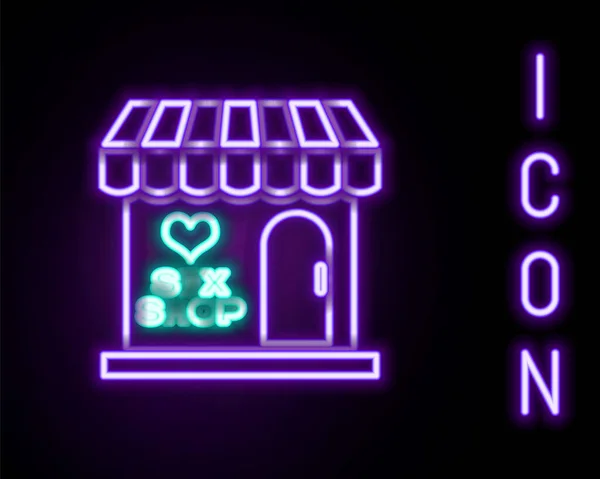 Brilhante Neon Line Sex Shop Building Com Ícone Toldo Listrado —  Vetores de Stock