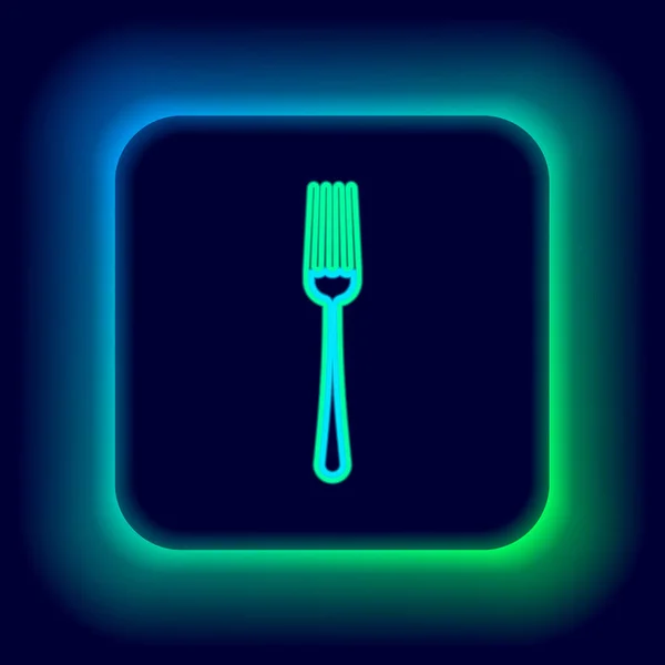 Glowing Neon Line Fork Icon Isolated Black Background Cutlery Symbol — Stock Vector