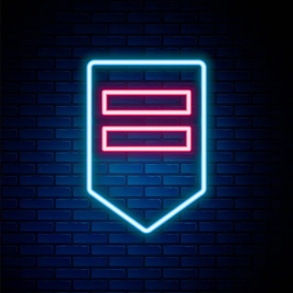 Zářící Neonová Čára Ikona Symbol Izolovaný Pozadí Cihlové Zdi Vojenský — Stockový vektor