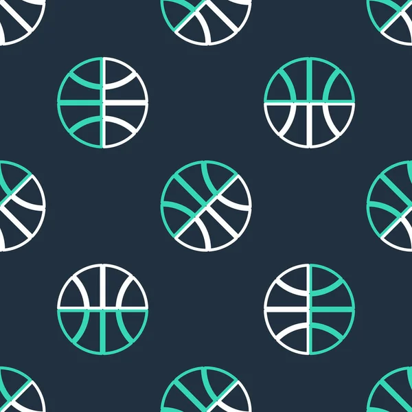Linie Basketball Ball Symbol Isoliert Nahtlose Muster Auf Schwarzem Hintergrund — Stockvektor