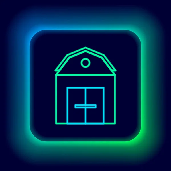 Glowing Neon Line Farm House Concept Icon Isolated Black Background — Stock Vector