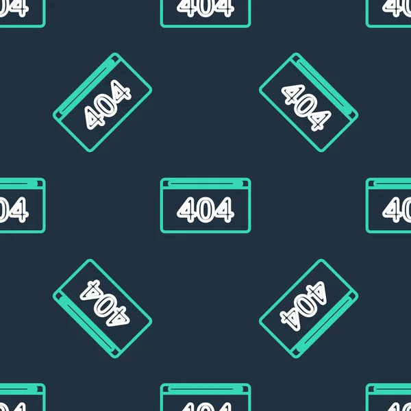 Linje Sida med en 404 fel ikon isolerad sömlös mönster på svart bakgrund. Mall rapporterar att sidan inte hittas. Vektor — Stock vektor