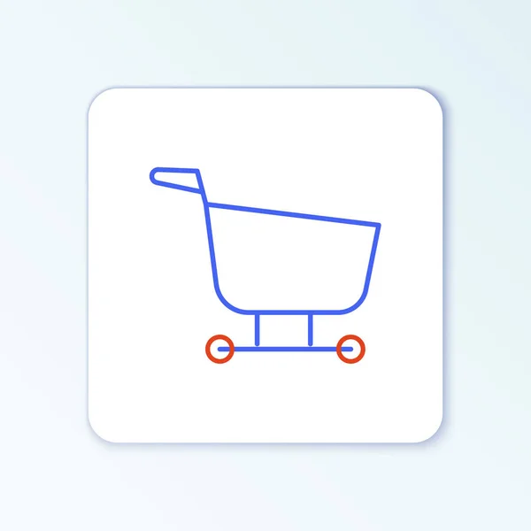Line Winkelwagen pictogram geïsoleerd op witte achtergrond. Levensmiddelenwinkel, supermarkt. Kleurrijk concept. Vector — Stockvector