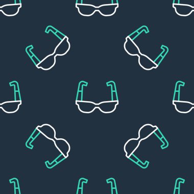 Line Sport bisiklet süren güneş gözlüğü simgesi siyah arkaplanda izole edilmiş pürüzsüz desen. Spor gözlüğü ikonu. Vektör