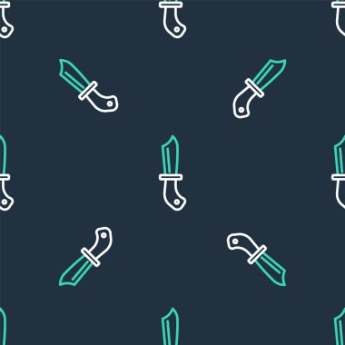 Askeri bıçak ikonu, siyah arka planda kusursuz desen tespit etti. Vektör