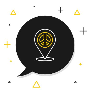 Çizgi Konumu barış simgesi beyaz arkaplanda izole edildi. Hippi barış sembolü. Renkli taslak konsepti. Vektör