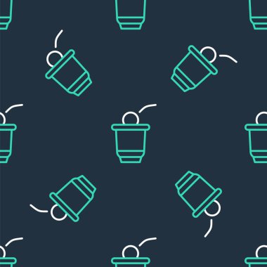 Line Beer pong oyun simgesi siyah arkaplanda izole edilmiş kusursuz desen. Alkol partisi oyunu. Vektör