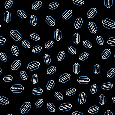 Hotdog sandviç simgesi siyah arkaplanda iz bırakmadı. Sosis ikonu. Fast food burcu. Vektör