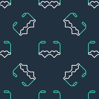 Çizgi Yürek şekilli aşk gözlüğü simgesi siyah arka planda izole edilmiş kusursuz desen. Sevgililer Günü kartı tasarımı için uygun. Vektör