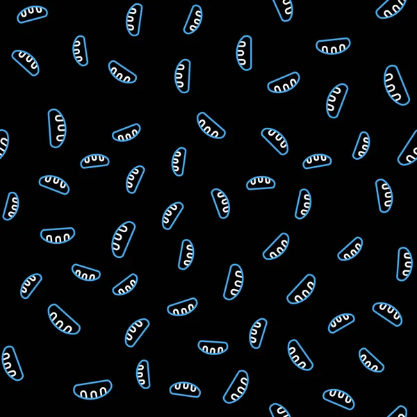 Line Bread loaf icon isolated seamless pattern on black background. Vector — Stock Vector