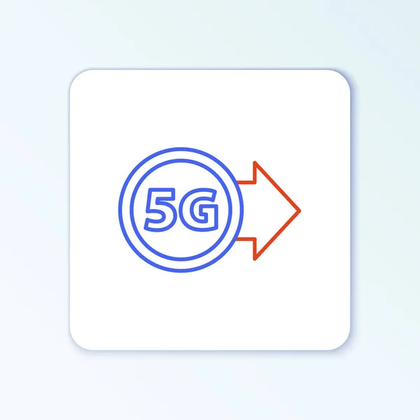 Line 5G new wireless internet wifi connection icon isolated on white background. Global network high speed connection data rate technology. Colorful outline concept. Vector — Stock Vector