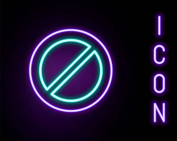 Icono de Prohibición de línea de neón brillante aislado sobre fondo negro. Detener símbolo. Concepto de esquema colorido. Vector — Vector de stock