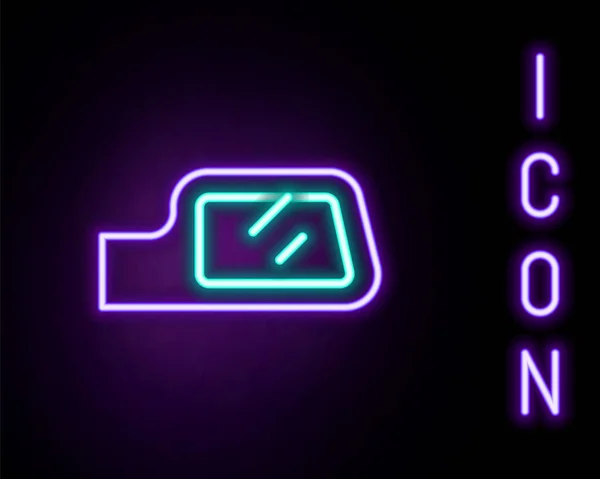 Gloeiende neon lijn Auto spiegel pictogram geïsoleerd op zwarte achtergrond. Kleurrijk concept. Vector — Stockvector