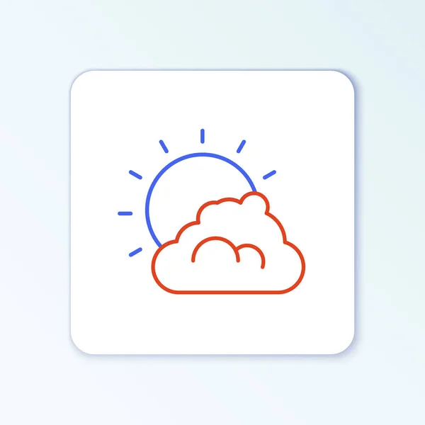 Linje sol och moln väder ikon isolerad på vit bakgrund. Färgstarkt skisskoncept. Vektor — Stock vektor