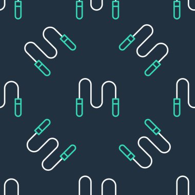 İp atlama simgesi siyah arkaplanda izole edilmiş. İp atlıyorum. Spor malzemeleri. Vektör