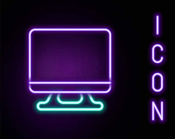 Parlayan neon hattı Akıllı TV simgesi siyah arkaplanda izole edildi. Televizyon tabelası. Renkli taslak konsepti. Vektör — Stok Vektör