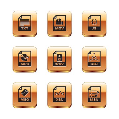 TXT dosya belgesini, MSG, XSL, WAV, MP3 ve JS simgesini ayarla. Vektör