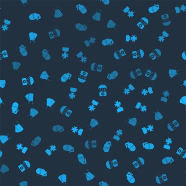 El bombası, askeri ödül madalyası, ilk yardım çantalı paraşüt ve kusursuz desenli künye. Vektör.