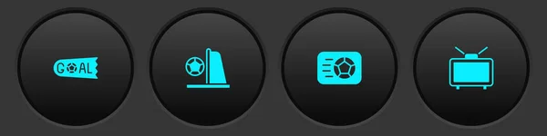 Встановіть Ціль Футбольний Футбол Футбольний Футбол Матч Іконці Телебачення Векторні — стоковий вектор
