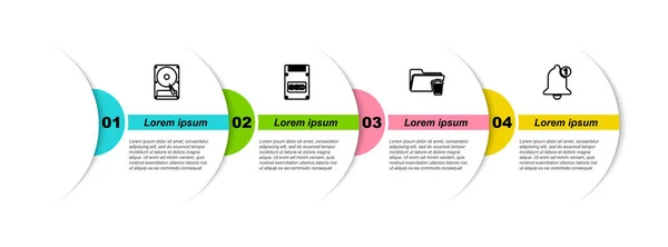 Définir Ligne Disque Dur Disque Dur Carte Ssd Supprimer Dossier — Image vectorielle