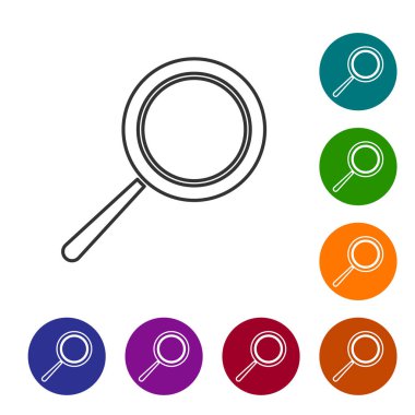 Siyah çizgi kızartma tavası simgesi beyaz arkaplanda izole edildi. Kızartma veya kızartma gıda sembolü. Simgeleri renk daire düğmelerine ayarla. Vektör İllüstrasyonu.