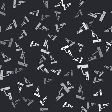 Gri güvenlik kamerası ikonu, siyah arkaplanda kusursuz desen tespit etti. Vektör.