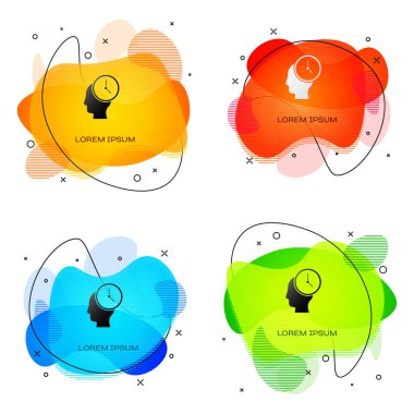 Siyah Zaman Yönetimi simgesi beyaz arkaplanda izole edildi. Saat ve vites tabelası. Üretkenlik sembolü. Sıvı şekilli soyut pankart. Vektör.